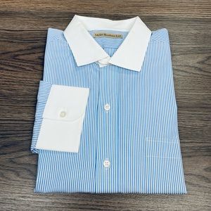 Custom Made White w/ Blue Stripe Shirt 17 32/33